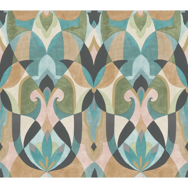 York Wallcoverings Malta Teal and Gold Wallpaper - MN1923