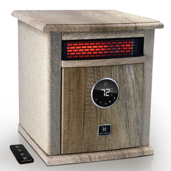 Heat Storm Infrared Space Heater, Floor Style, Cabinet Design, 1500 Watts, Digital Thermostat, 120 Volt, Tan - HS-1500-ILODT