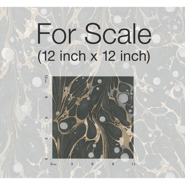 York Wallcoverings Marbled Endpaper Black and Gold Wallpaper - NV5591