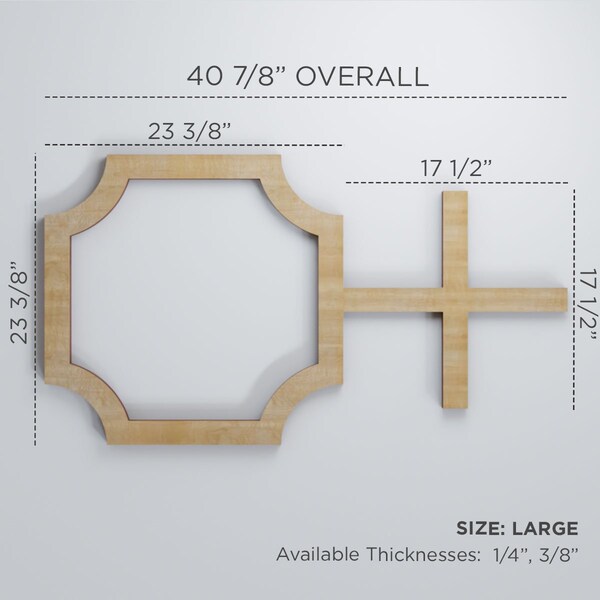 Ekena Millwork Large Bradley Decorative Fretwork Wood Wall Panels, Hickory, 40 7/8"W x 23 3/8"H x 3/8"T - WALW24X24X0375BRDHI