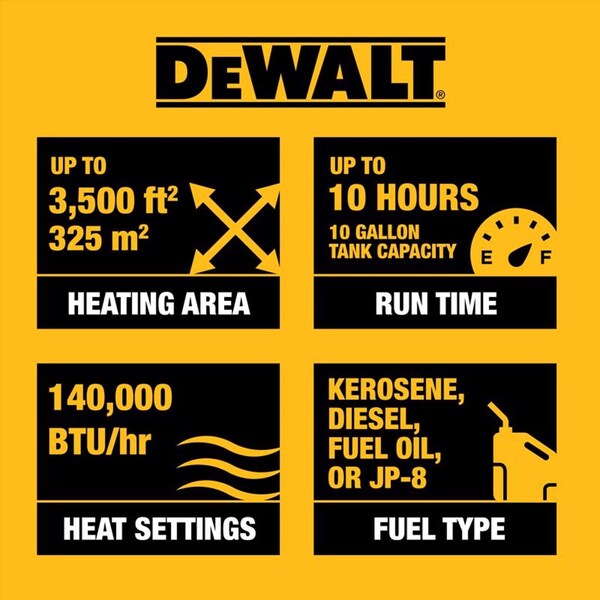 Dewalt DeWalt 140000 Btu/h 3000 sq ft Forced Air Diesel/Kerosene Heater - F340765