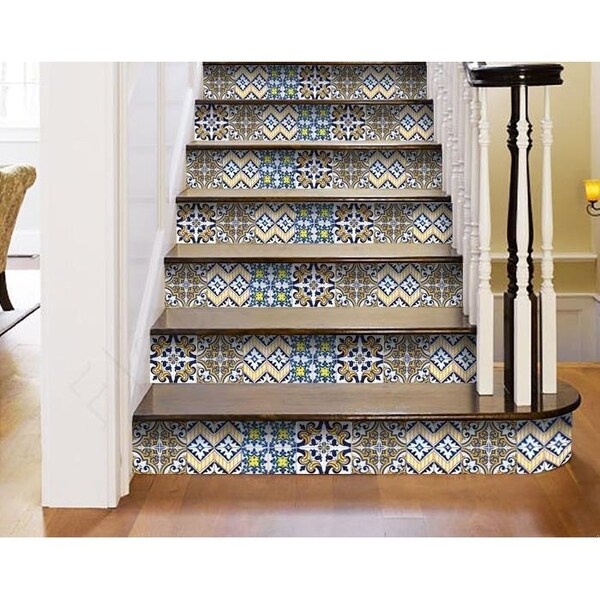 Homeroots 5 x 5 in. Addison Multi Mosaic Blue Peel & Stick Tiles - 400261