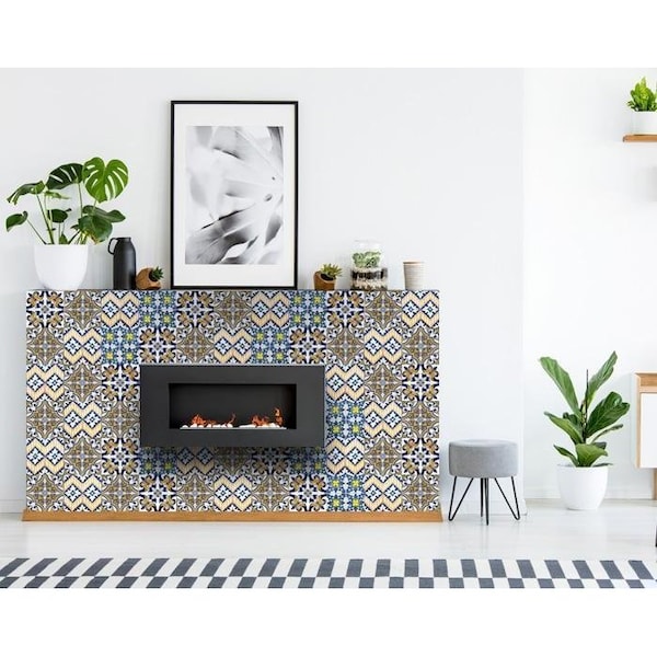 Homeroots 5 x 5 in. Addison Multi Mosaic Blue Peel & Stick Tiles - 400261