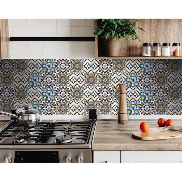 Homeroots 5 x 5 in. Addison Multi Mosaic Blue Peel & Stick Tiles - 400261