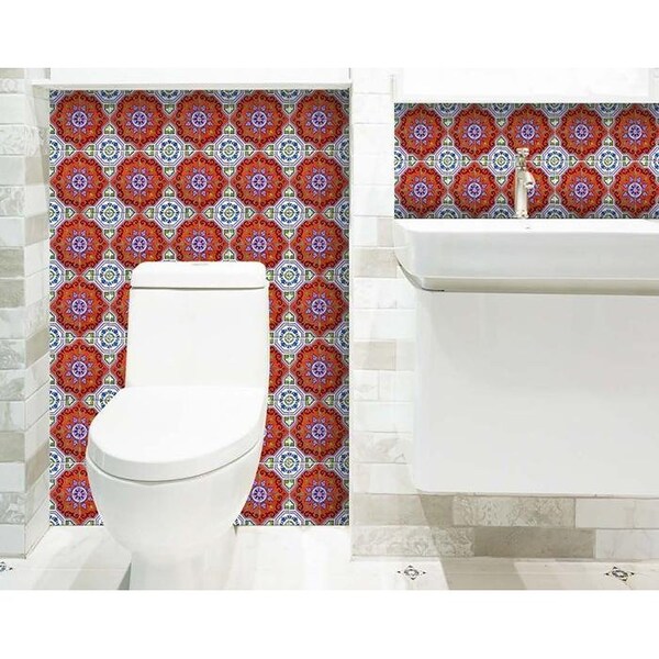Homeroots 7 x 7 in. Sage Blue Terra Removable Peel & Stick Tiles - 400218