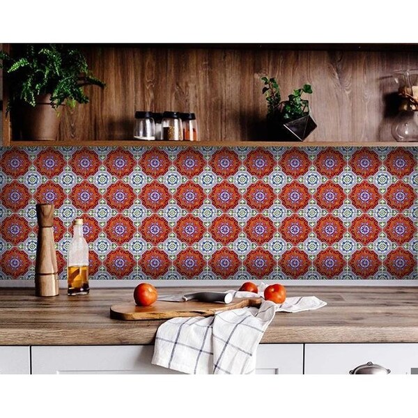 Homeroots 7 x 7 in. Sage Blue Terra Removable Peel & Stick Tiles - 400218