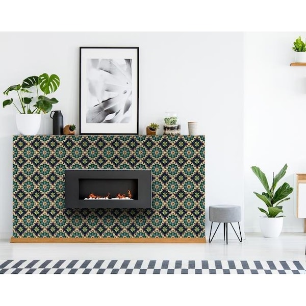 Homeroots 8 x 8 in. Agean Blue & Green Peel & Stick Tiles - 400059