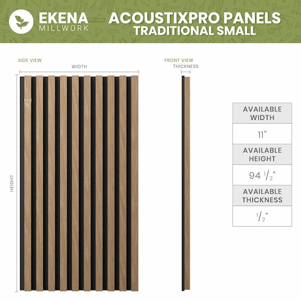 Ekena Millwork AcoustixPro Noise Cancelling Traditional Small Slat Wall Panel - SWA0625X0500TREP