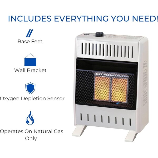 Procom Heating Natural Gas Ventless Infrared Plaque Heater with Base Feet, 10,000 BTU, T-Stat Control - MN100TPA-B
