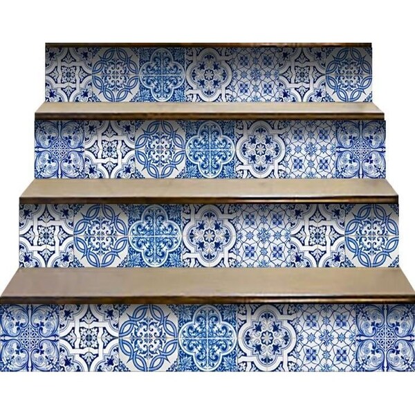 Homeroots 7 x 7 in. Bluebell Lina Removable Peel & Stick Tiles - 400303