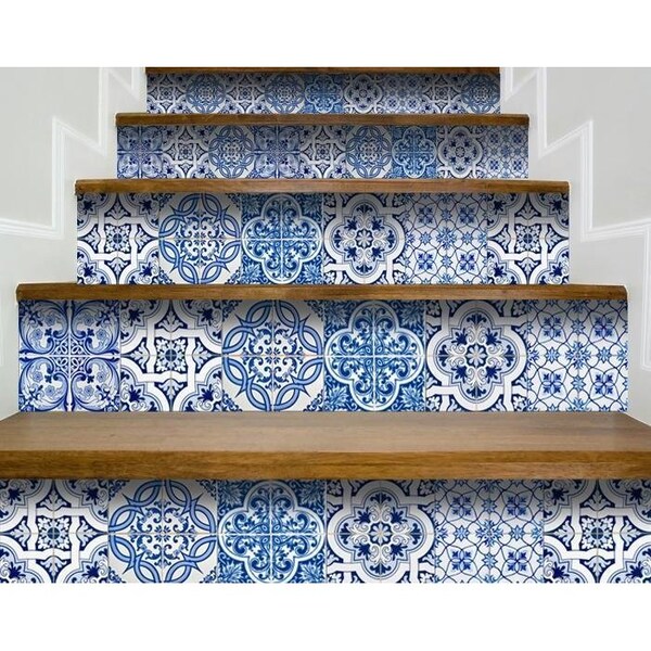 Homeroots 7 x 7 in. Bluebell Lina Removable Peel & Stick Tiles - 400303