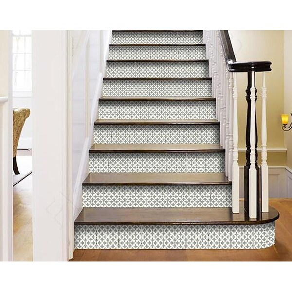 Homeroots 5 x 5 in. Sage Gray Fleur Removable Peel & Stick Tiles - 400396