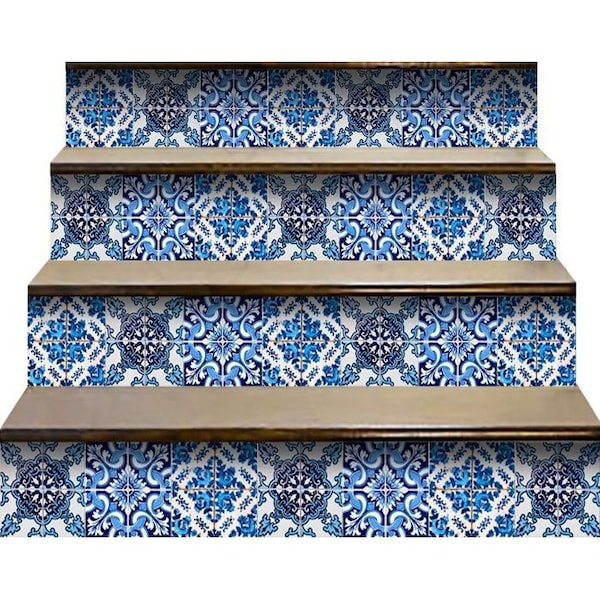 Homeroots 7 x 7 in. Blue Multi Mosaic Peel & Stick Tiles - 400213