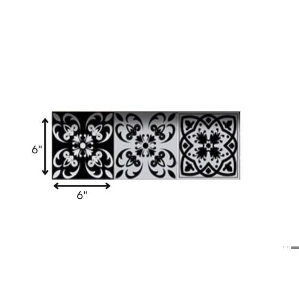 Homeroots 6 x 6 in. Black, White & Gray Mosaic Peel & Stick Tiles - 399872
