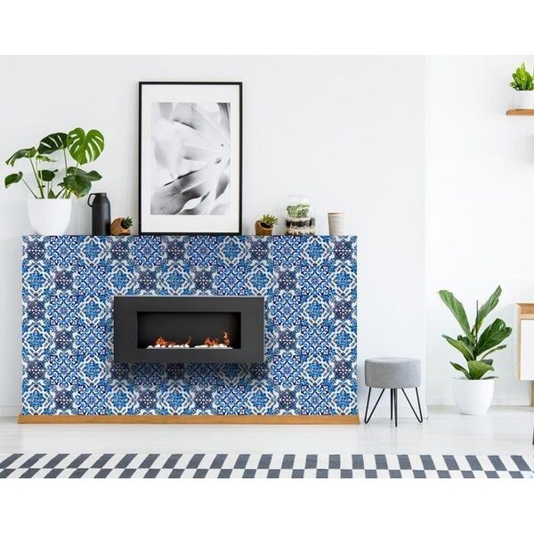 Homeroots 5 x 5 in. Blue Multi Mosaic Peel & Stick Tiles - 400211