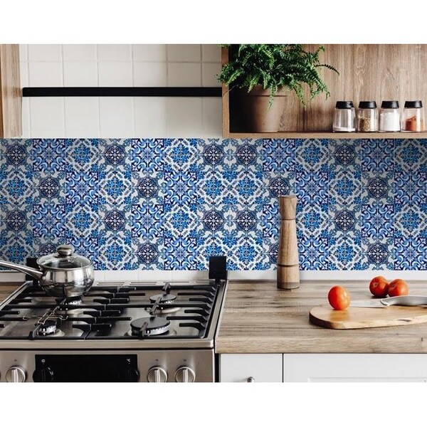 Homeroots 5 x 5 in. Blue Multi Mosaic Peel & Stick Tiles - 400211
