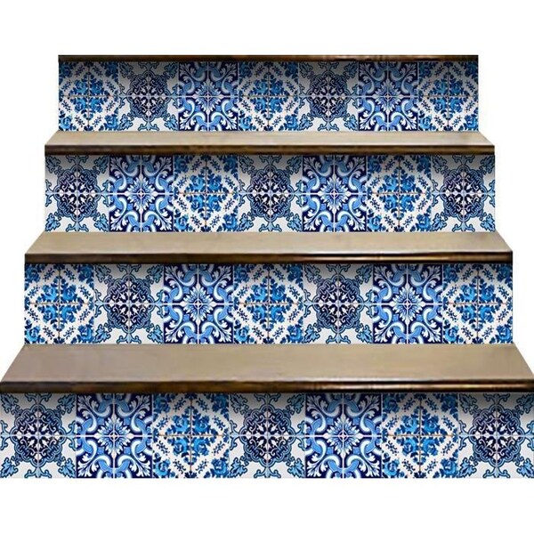 Homeroots 5 x 5 in. Blue Multi Mosaic Peel & Stick Tiles - 400211