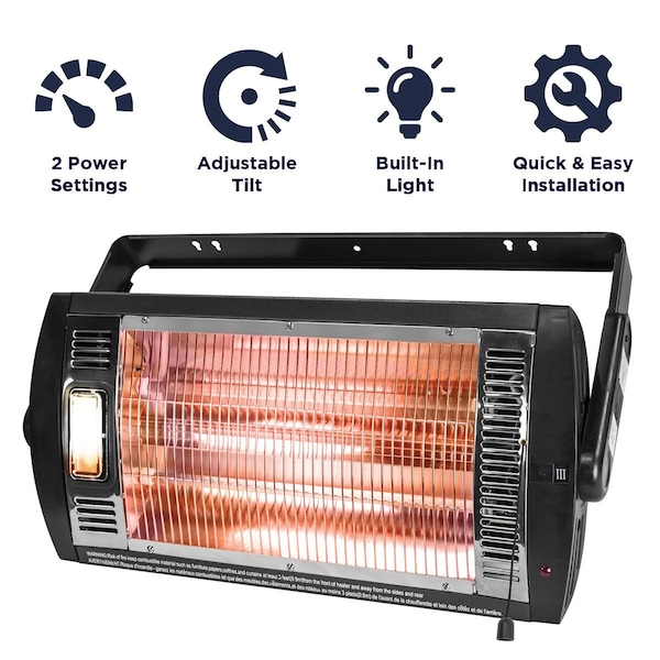 Maxx Air 26 In. Dual Quartz Electric Indoor Ceiling Mount Heater - H1500