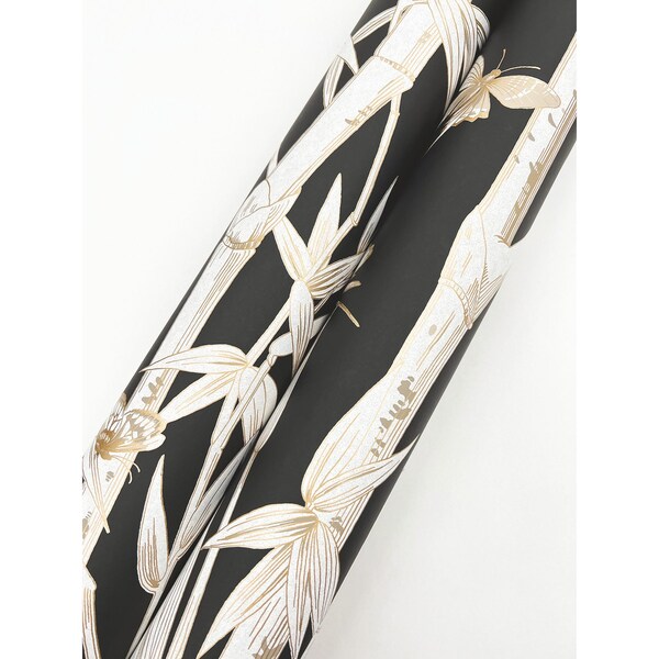 York Wallcoverings Bambou Toile Black Wallpaper - RT7834