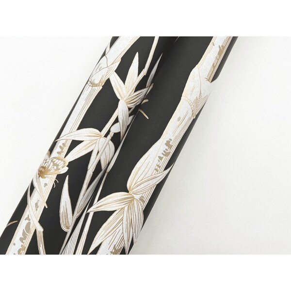 York Wallcoverings Bambou Toile Black Wallpaper - RT7834