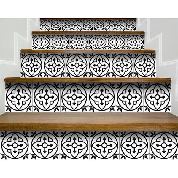 Homeroots 8 x 8 in. Tulipa White & Gray Peel & Stick Removable Tiles - 399904