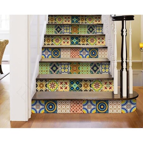 Homeroots 5 x 5 in. Auguri Mix Green Peel & Stick Removable Tiles - 400021