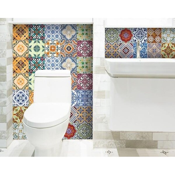 Homeroots 4 x 4 in. Josephina Multi Yellow Mosaic Peel & Stick Tiles - 400365