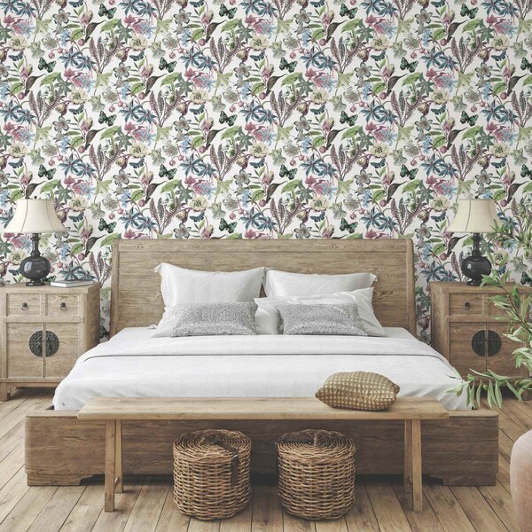 York Wallcoverings Butterfly House White and Fuchsia Wallpaper - BL1721