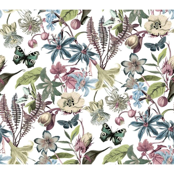 York Wallcoverings Butterfly House White and Fuchsia Wallpaper - BL1721