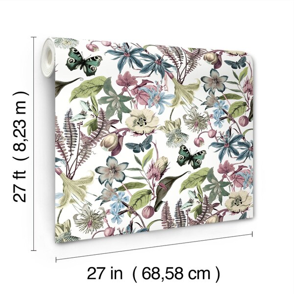 York Wallcoverings Butterfly House White and Fuchsia Wallpaper - BL1721