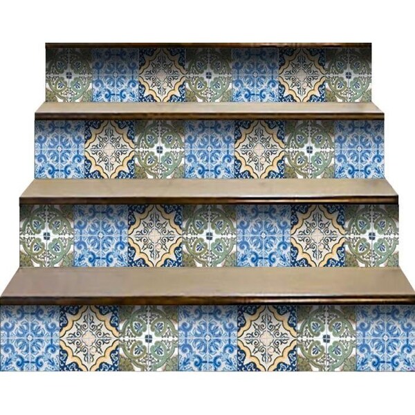 Homeroots 5 x 5 in. Madison Vintage Mosaic Blue Peel & Stick Tiles - 400266