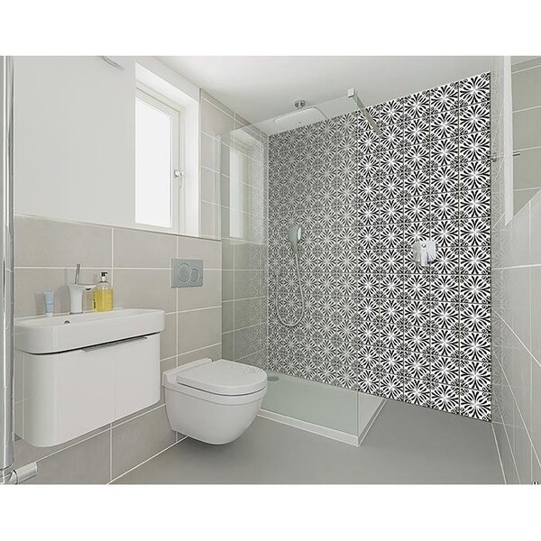 Homeroots 8 x 8 in. Black & White Flo Peel & Stick Removable Tiles - 399954