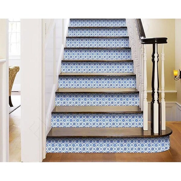 Homeroots 8 x 8 in. Blue Micro Peel & Stick Removable Tiles - 400129