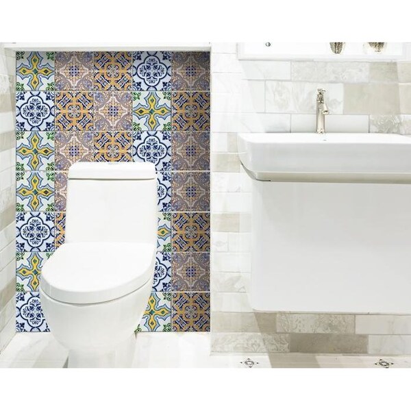 Homeroots 6 x 6 in. Vintage Multi Maroon Removable Peel & Stick Tiles - 400203