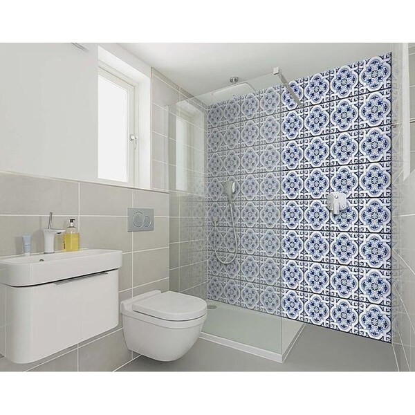 Homeroots 7 x 7 in. Blue Mia Gia Peel & Stick Removable Tiles - 400178