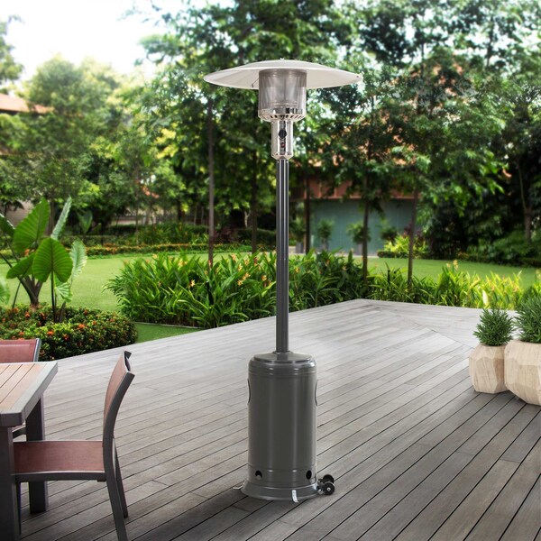Sunjoy 47,000 BTU Portable Propane Patio Heater with Safety Shut-Off and Wheels, Gray - A306006402