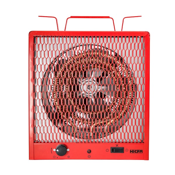 Edendirect 5600W Red Electric Garage Heater, Micathermic Space Heater, Integrated Thermostat Control - HCR-56