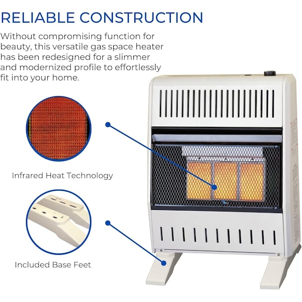 Procom Heating Liquid Propane Ventless Infrared Plaque Heater with Base Feet, 15,000 BTU, T-Stat Control - ML150TPA-B