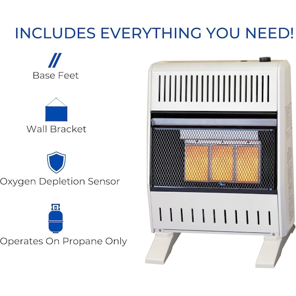 Procom Heating Liquid Propane Ventless Infrared Plaque Heater with Base Feet, 15,000 BTU, T-Stat Control - ML150TPA-B