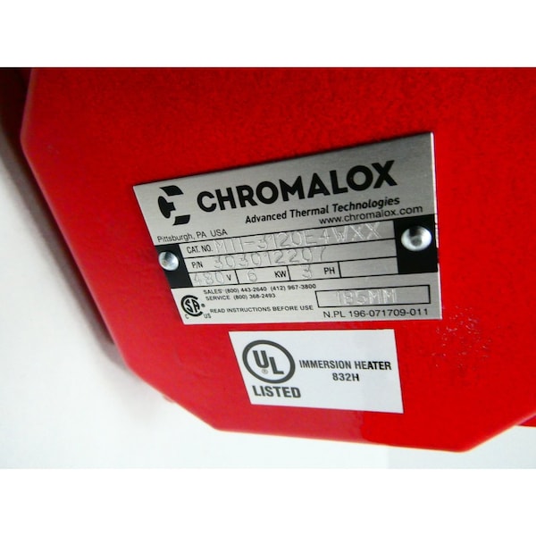 Chromalox 32 in. 6Kw 480V-Ac Immersion Heater - MTI-3120E4WXX