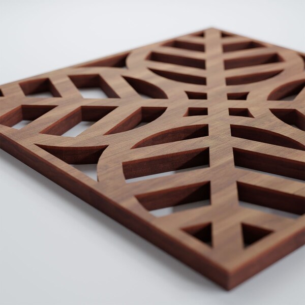 Ekena Millwork Extra Small Garland Decorative Fretwork Wood Wall Panels, Walnut, 7 3/8"W x 7 3/8"H x 3/8"T - WALW08X08X0375GRDWA