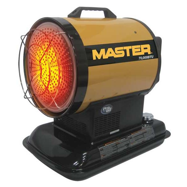 Master Portable Oil and Kerosene Torpedo Heater, 80,000 BtuH, Diesel, Kerosene, 2,000 sq ft Heat Area - MH-80-OFR