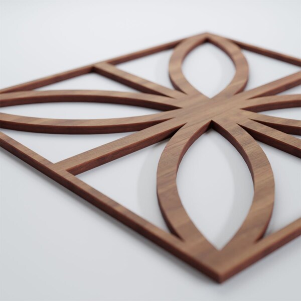 Ekena Millwork Medium Swansea Decorative Fretwork Wood Wall Panels, Walnut, 15 3/8"W x 15 3/8"H x 3/8"T - WALW16X16X0375SWNWA
