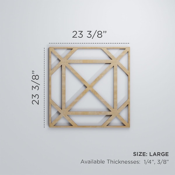 Ekena Millwork Large Buxton Decorative Fretwork Wood Wall Panels, Alder, 23 3/8"W x 23 3/8"H x 3/8"T - WALW24X24X0375BUXAL