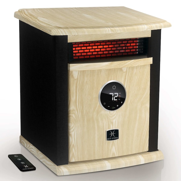 Heat Storm Infrared Space Heater, Floor Style, Cabinet Design, 1500 Watts, Digital Thermostat, 120 Volt, Black - HS-1500-ILODB