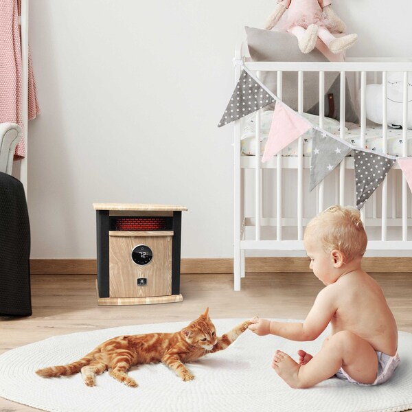 Heat Storm Infrared Space Heater, Floor Style, Cabinet Design, 1500 Watts, Digital Thermostat, 120 Volt, Black - HS-1500-ILODB
