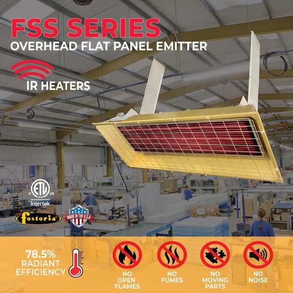Fostoria Infrared Overhead Electric Heater, 1, 3 Phase, Aluminum, 240V AC - H95-FSS-3