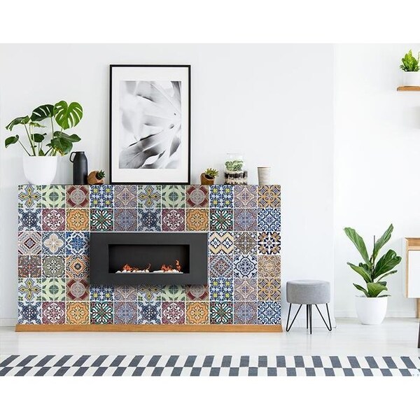 Homeroots 6 x 6 in. Linna Multi Blue Mosaic Peel & Stick Tiles - 400362
