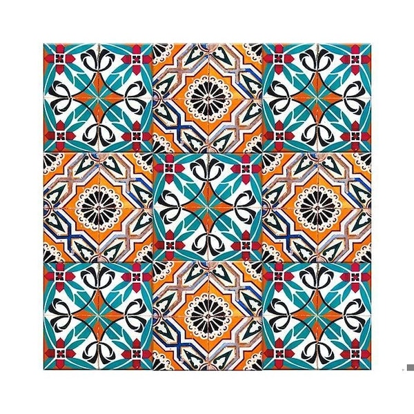 Homeroots 8 x 8 in. Terra Orange Agra Peel & Stick Removable Tiles - 400099