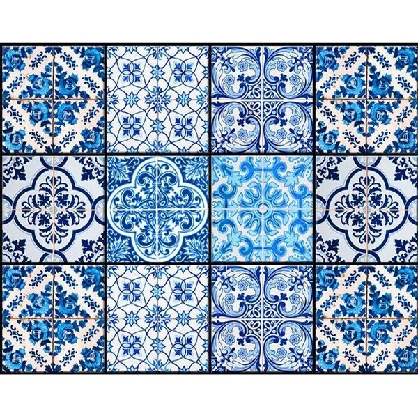 Homeroots 5 x 5 in. Azul Gianna Blue Peel & Stick Tiles - 400331